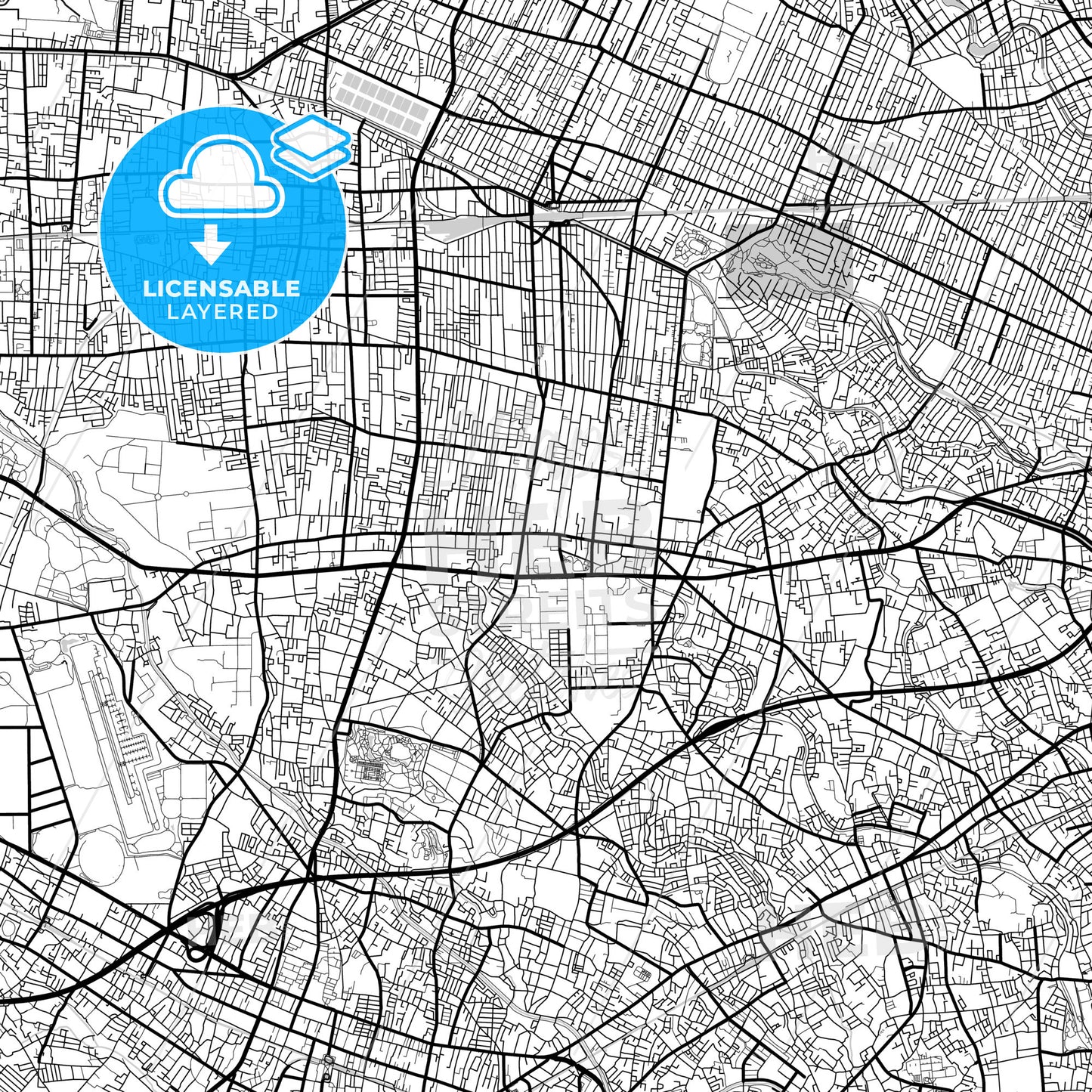 Layered PDF map of Mitaka, Tokyo, Japan