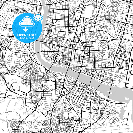 Layered PDF map of Miyazaki, Miyazaki, Japan