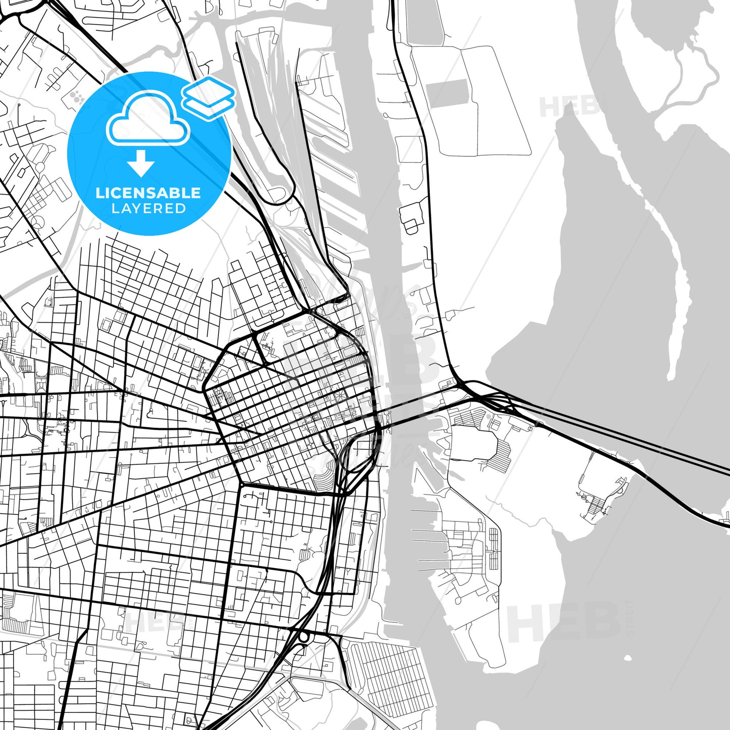 Layered PDF map of Mobile, Alabama, United States