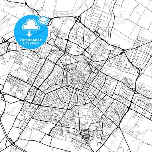 Layered PDF map of Modena, Emilia-Romagna, Italy