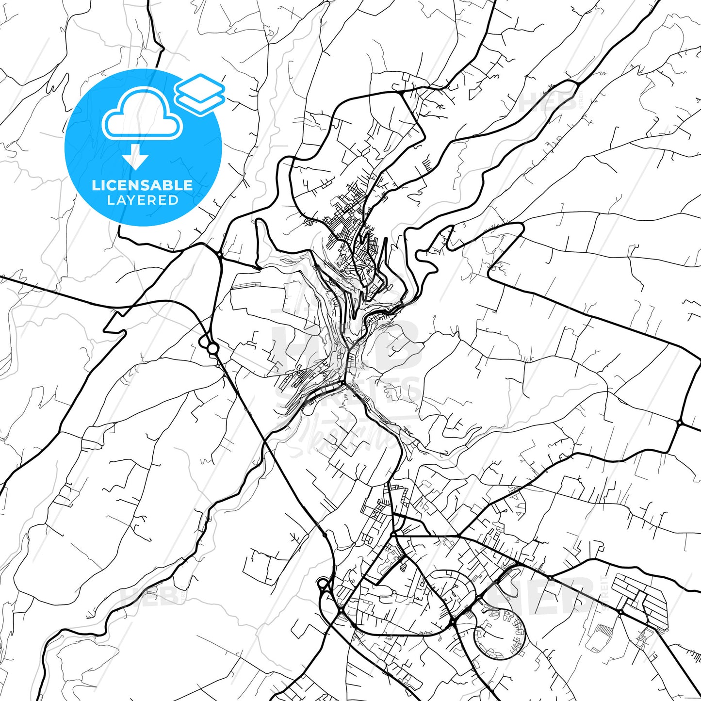 Layered PDF map of Modica, Sicily, Italy