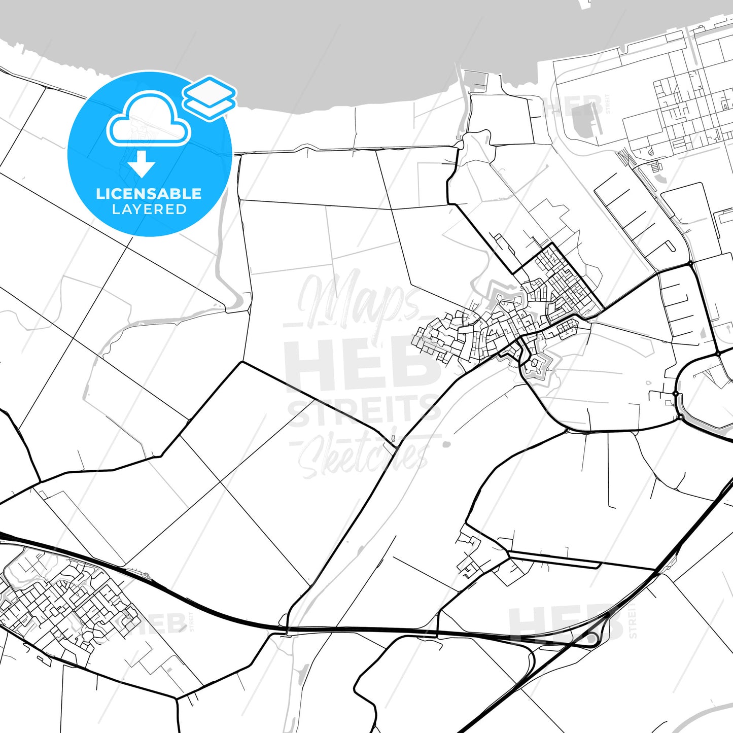 Layered PDF map of Moerdijk, North Brabant, Netherlands