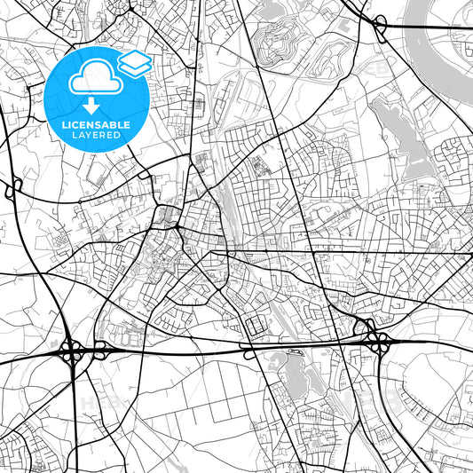 Layered PDF map of Moers, North Rhine-Westphalia, Germany