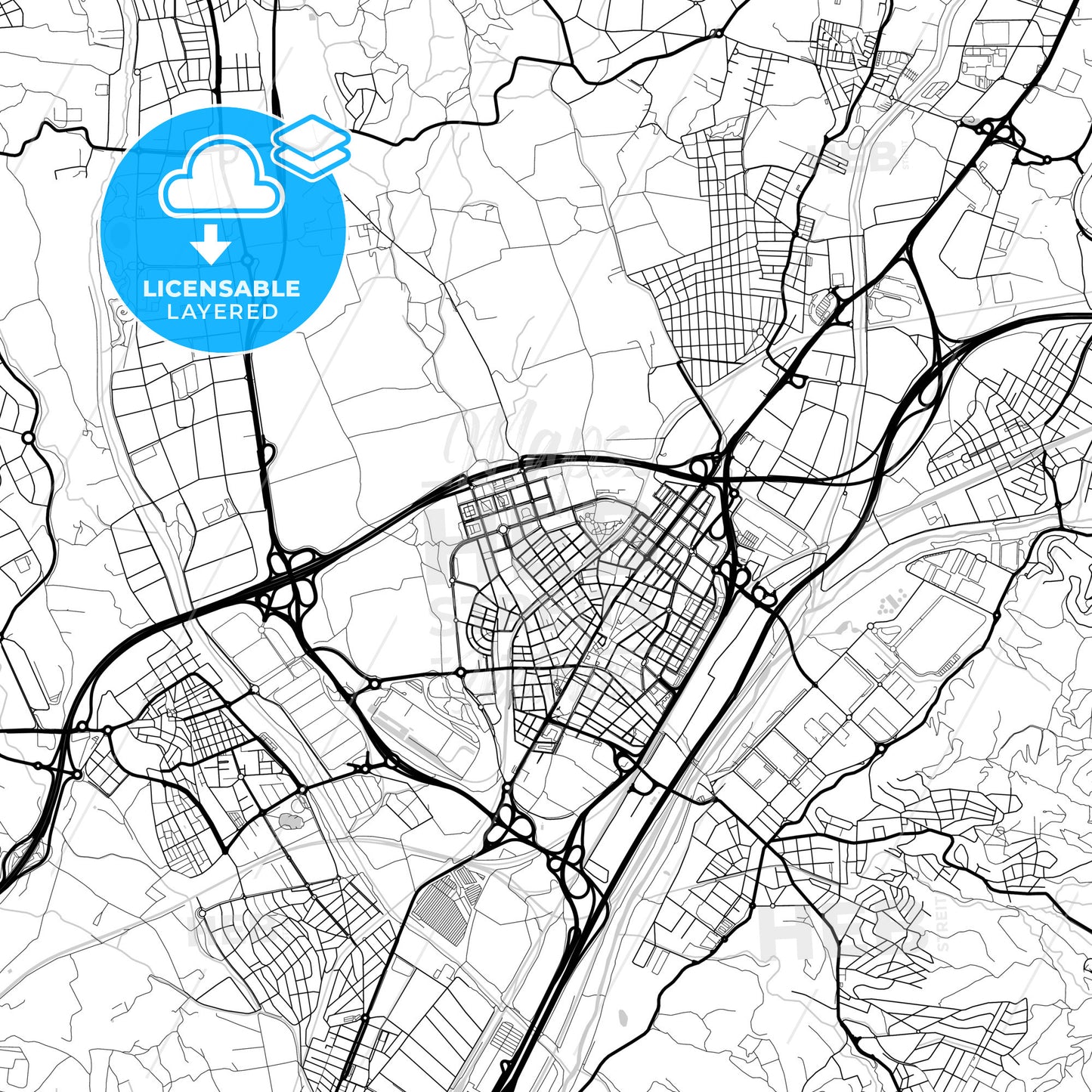 Layered PDF map of Mollet del Vallès, Barcelona, Spain