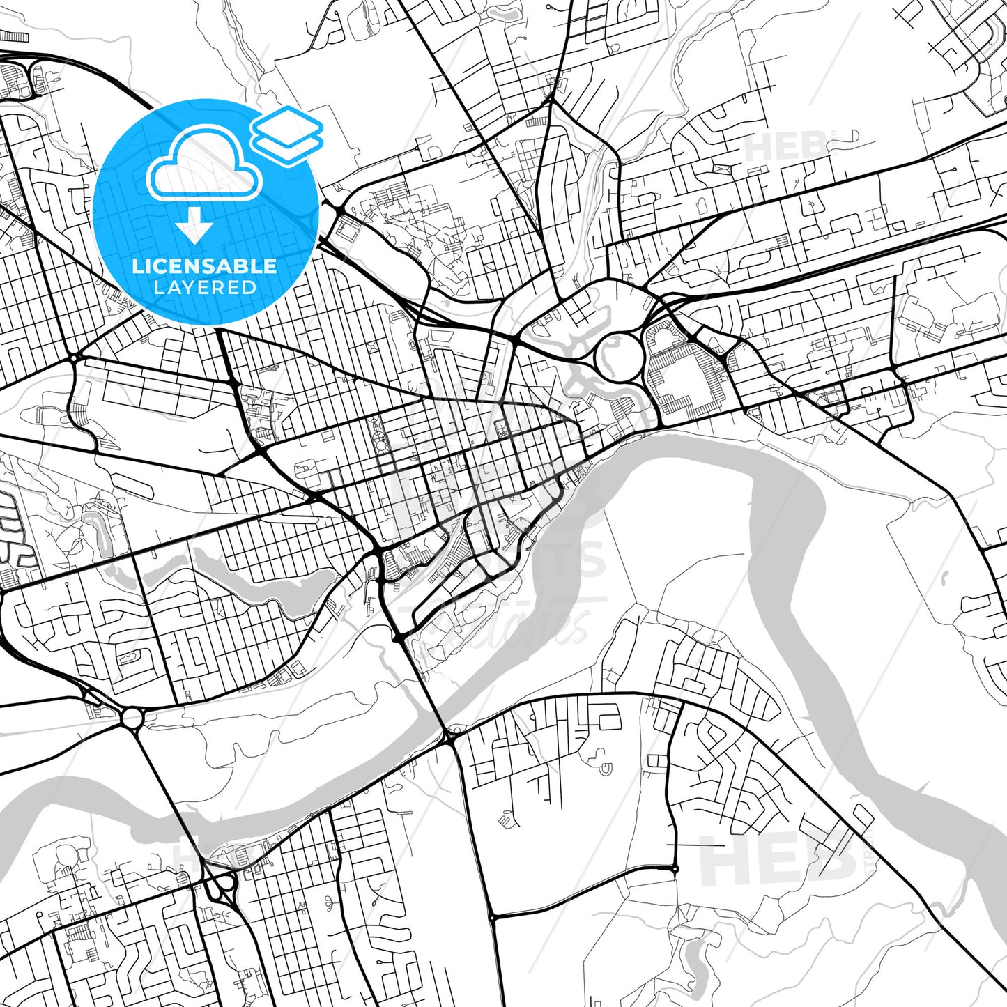 Layered PDF map of Moncton, New Brunswick, Canada