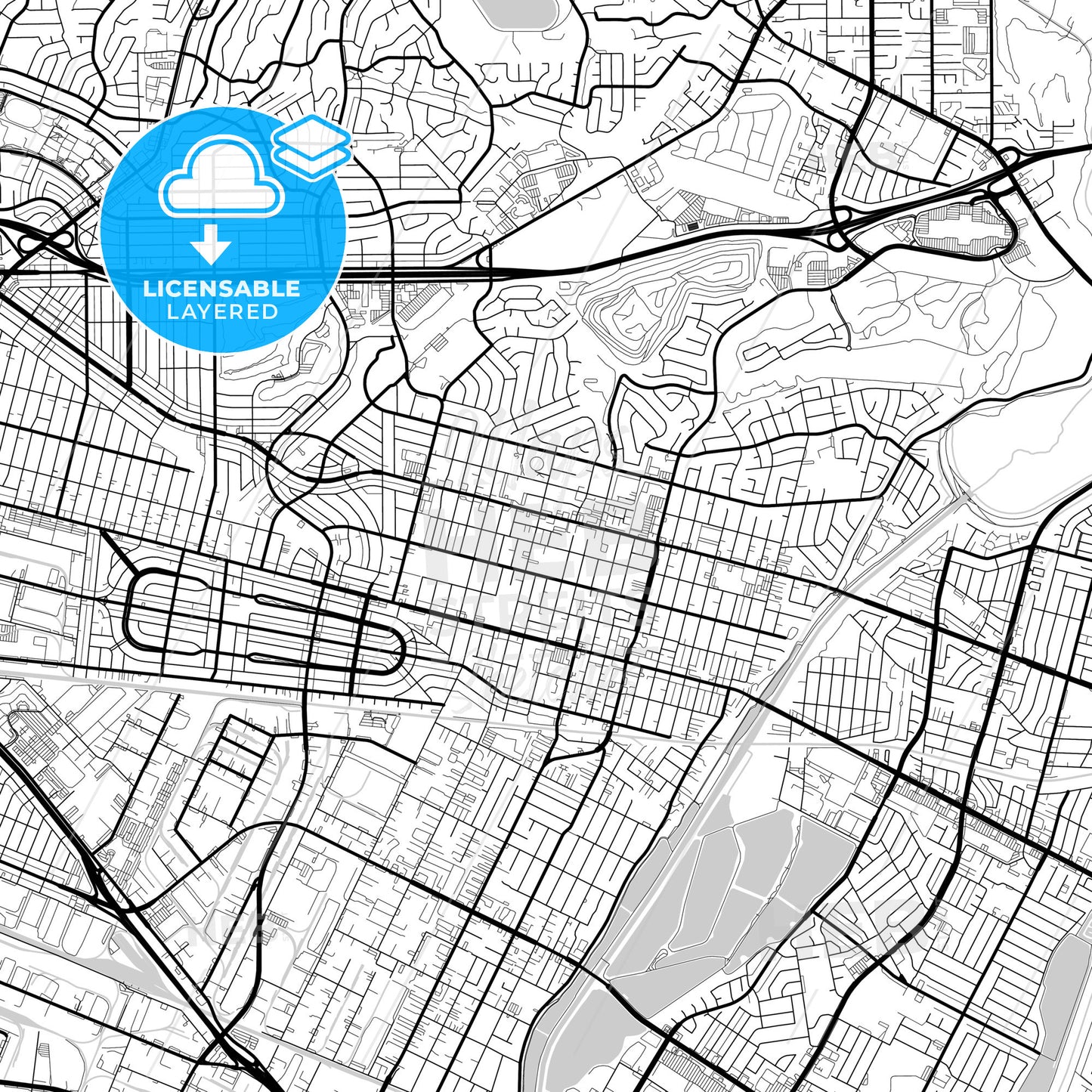 Layered PDF map of Montebello, California, United States