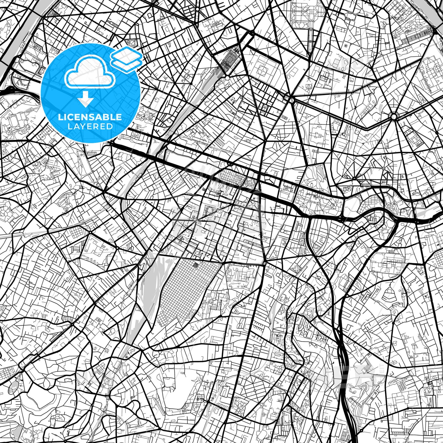 Layered PDF map of Montrouge, Hauts-de-Seine, France