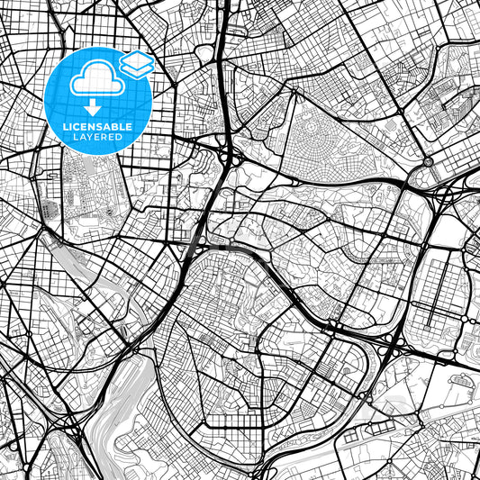 Layered PDF map of Moratalaz, 28030 Madrid, Spain