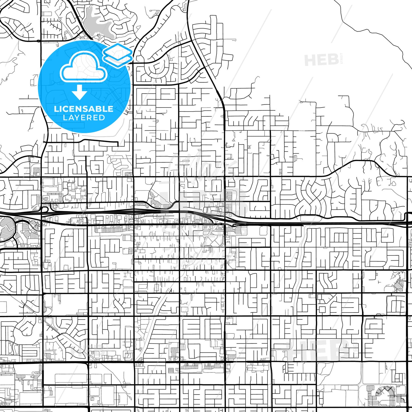 Layered PDF map of Moreno Valley, California, United States