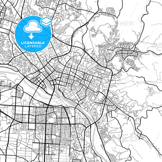 Layered PDF map of Morioka, Iwate, Japan