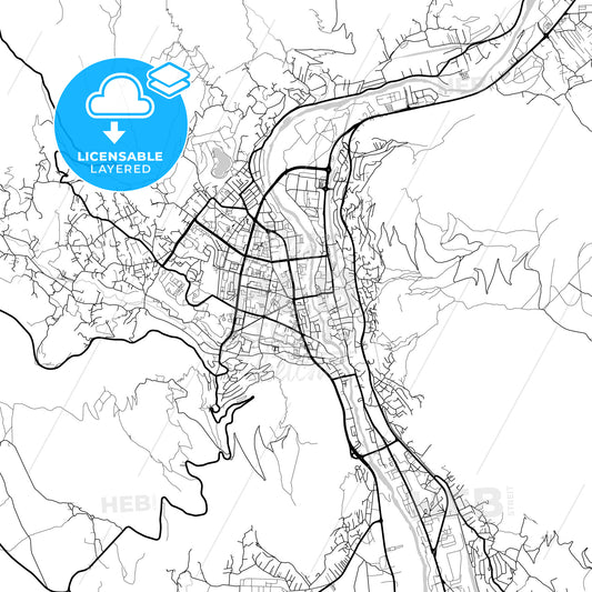 Layered PDF map of Mostar, Herzegovina-Neretva Canton, Bosnia and Herzegovina