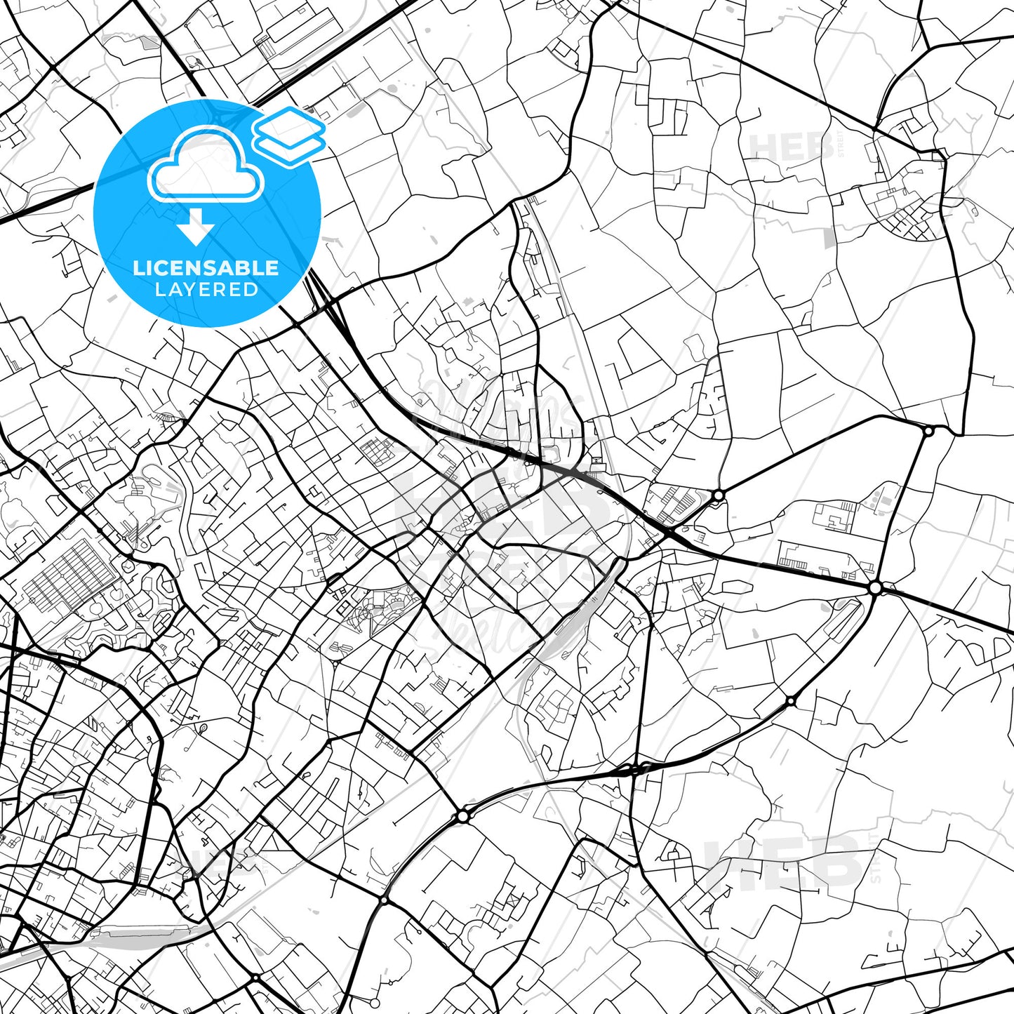 Layered PDF map of Mouscron, Hainaut, Belgium