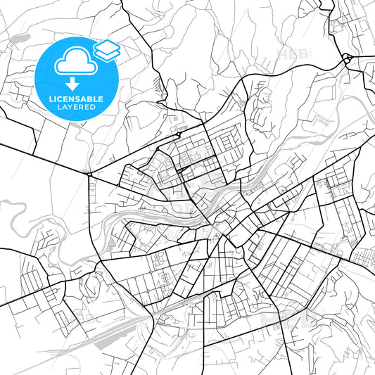 Layered PDF map of Mukachevo, Zakarpattia Oblast, Ukraine