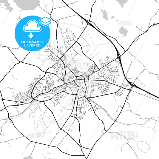 Layered PDF map of Mullingar, County Westmeath, Ireland