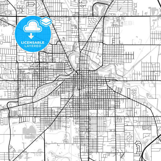 Layered PDF map of Muncie, Indiana, United States