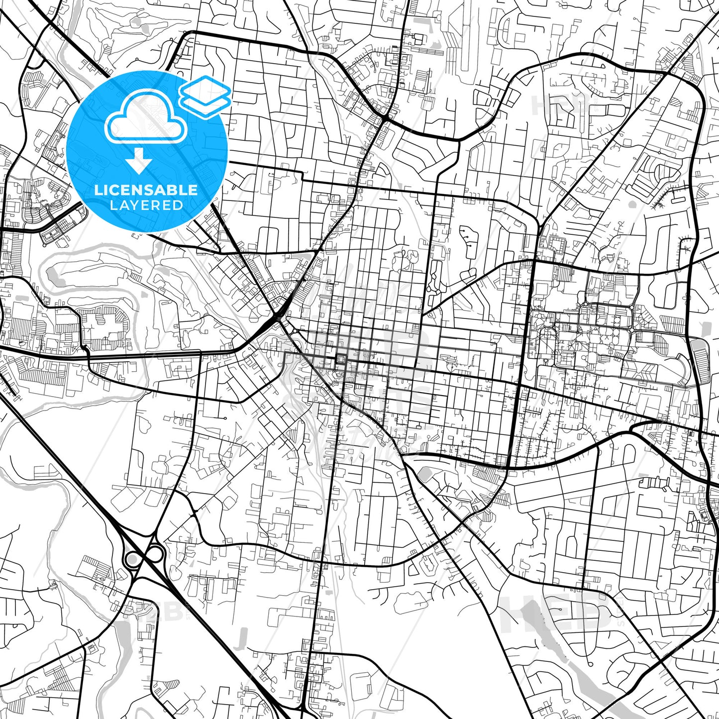 Layered PDF map of Murfreesboro, Tennessee, United States