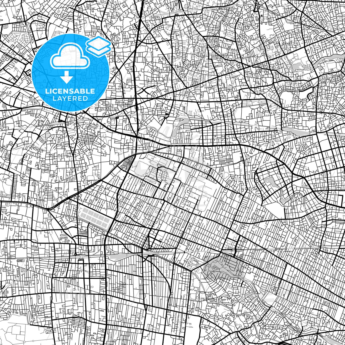 Layered PDF map of Musashino, Tokyo, Japan