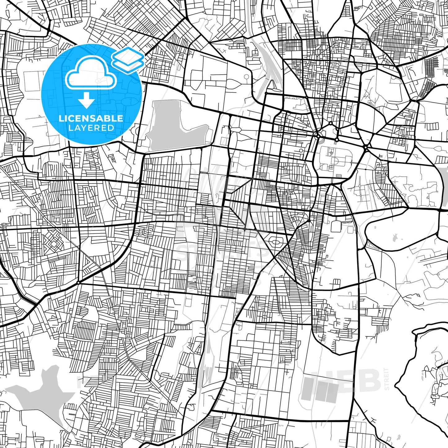 Layered PDF map of Mysore, Karnataka, India