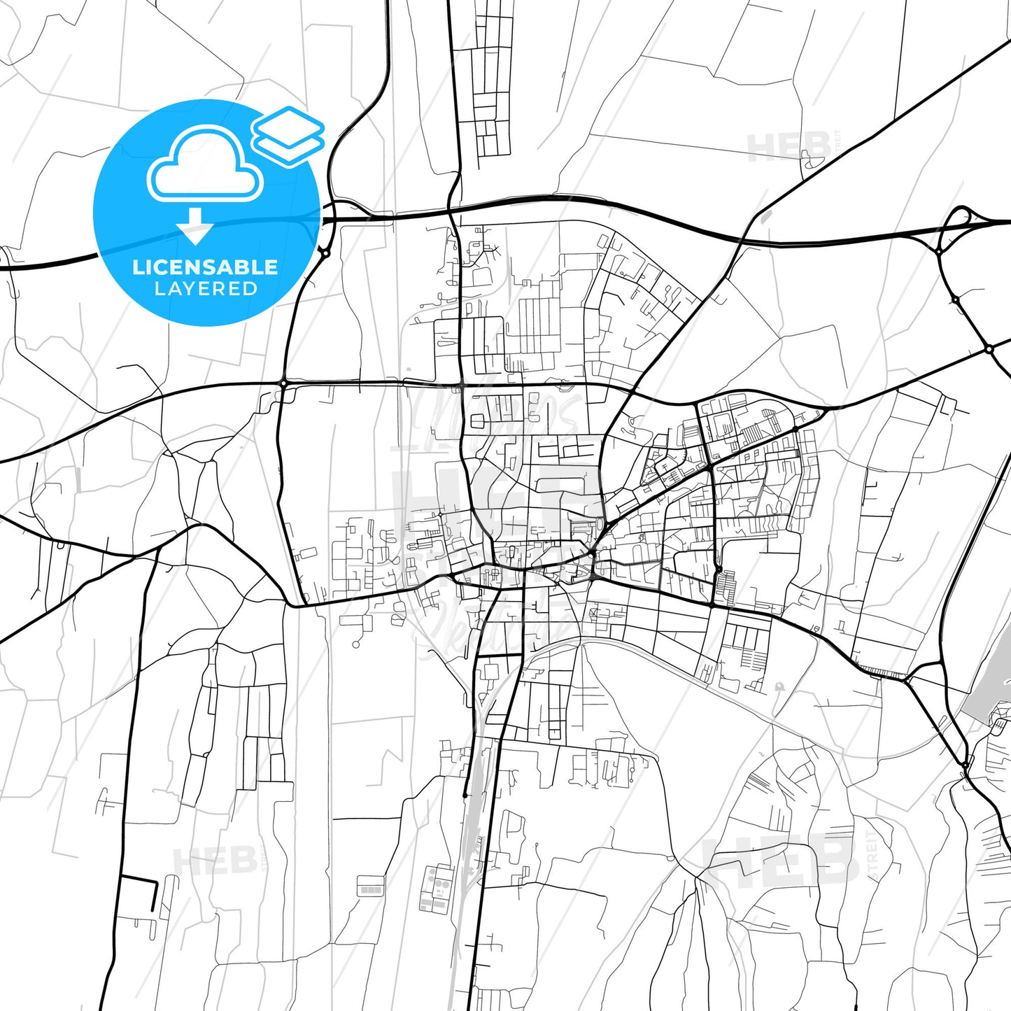 Layered PDF map of Nagykanizsa, Zala, Hungary