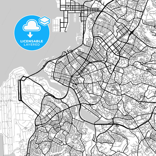 Layered PDF map of Naha, Okinawa, Japan