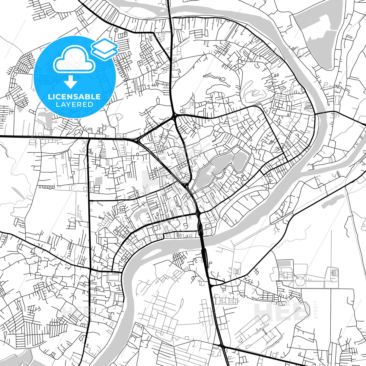 Layered PDF map of Nakhon Sawan, Nakhon Sawan, Thailand