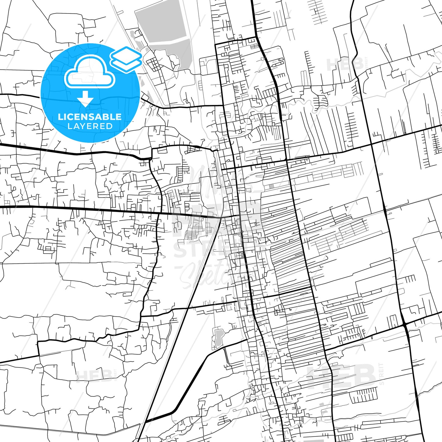 Layered PDF map of Nakhon Si Thammarat, Nakhon Si Thammarat, Thailand