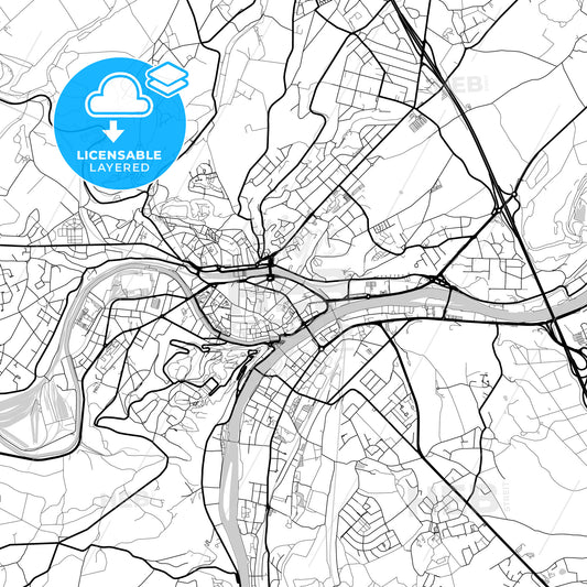 Layered PDF map of Namur, Namur, Belgium