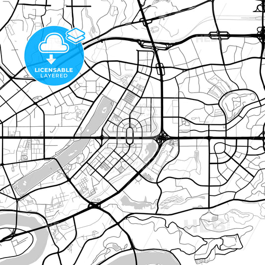 Layered PDF map of Nanning, Guangxi, China