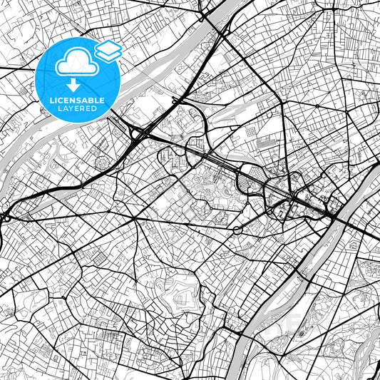Layered PDF map of Nanterre, Hauts-de-Seine, France