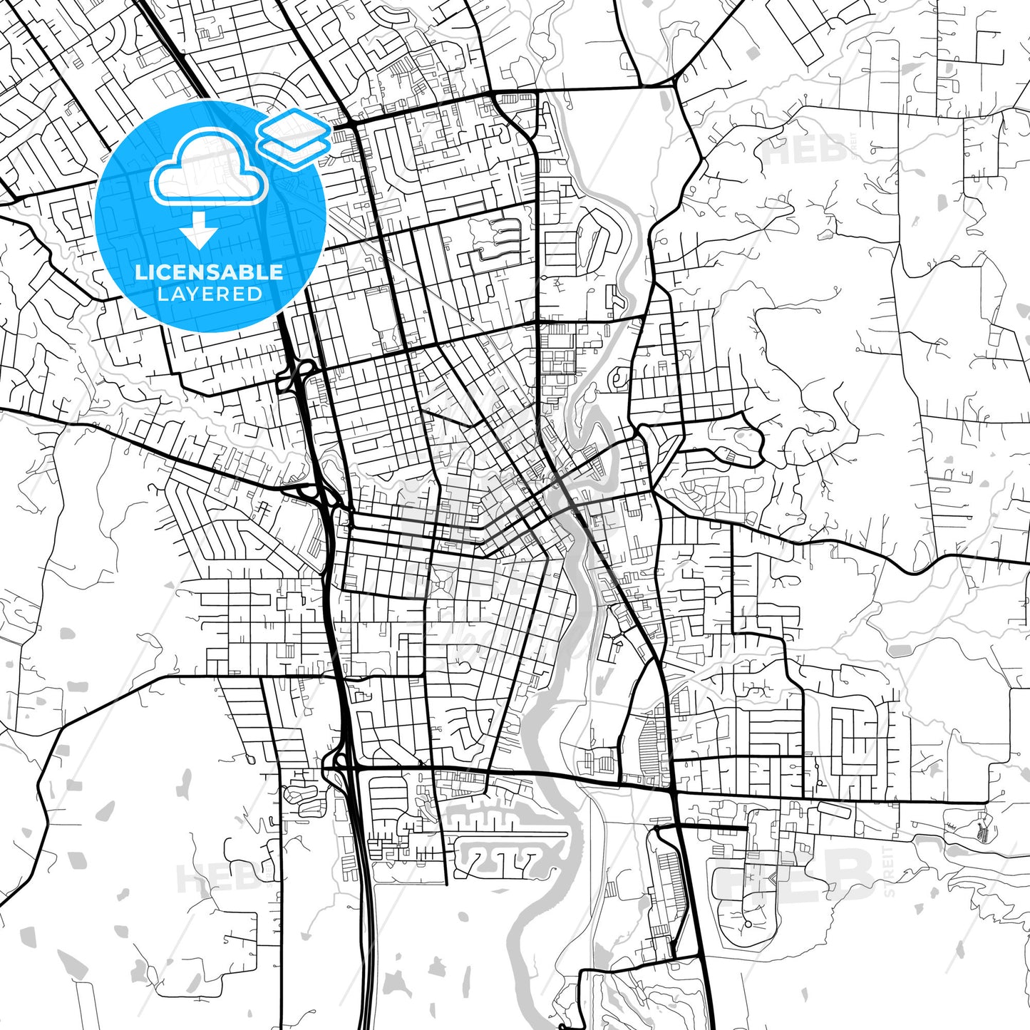 Layered PDF map of Napa, California, United States