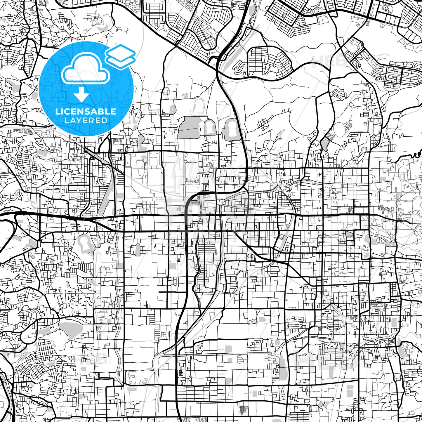 Layered PDF map of Nara, Nara, Japan