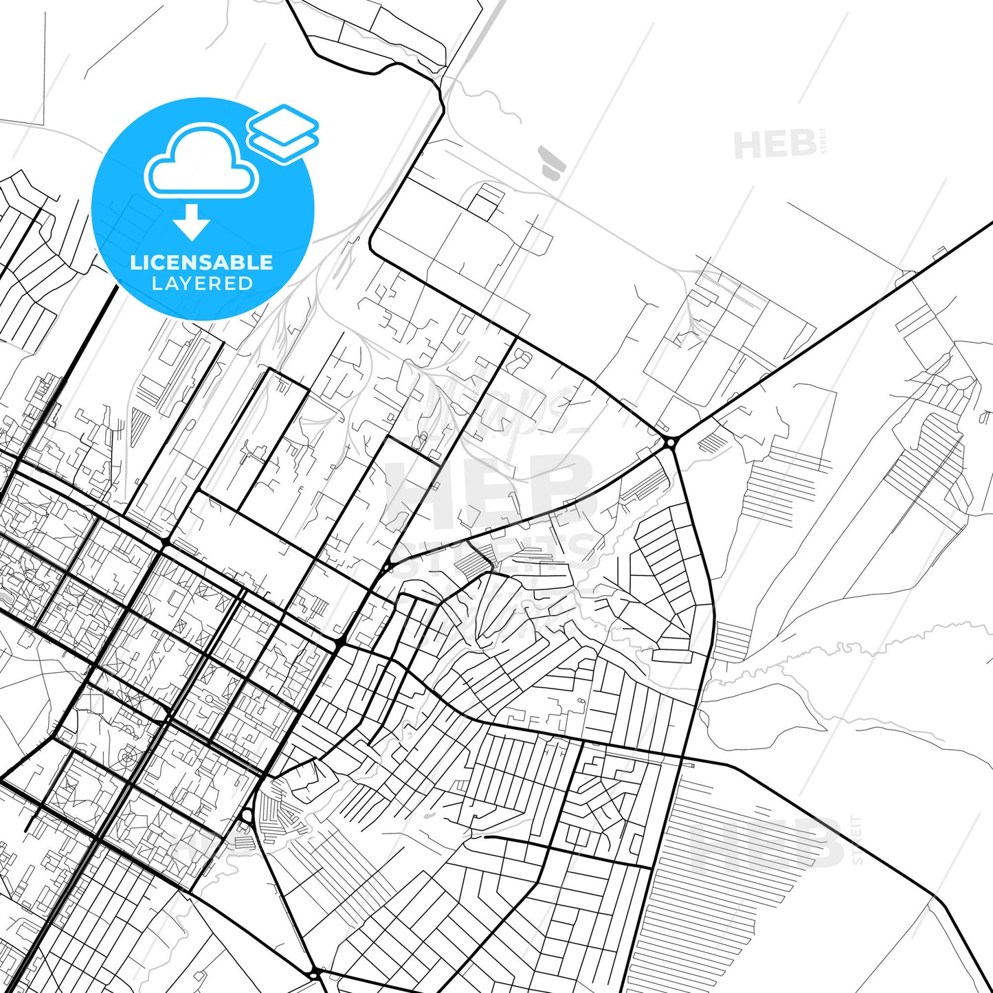 Layered PDF map of Neftekamsk, Republic of Bashkortostan, Russia