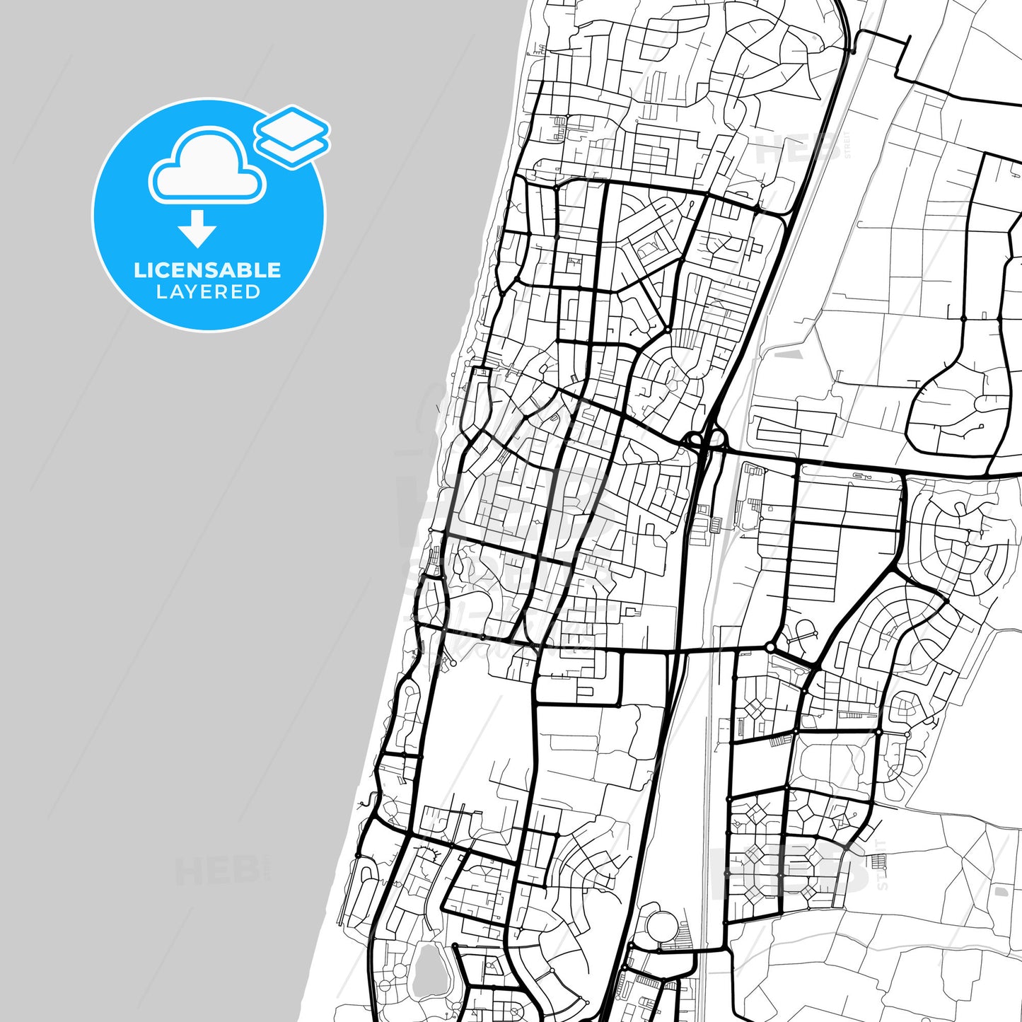 Layered PDF map of Netanya, Center, Israel