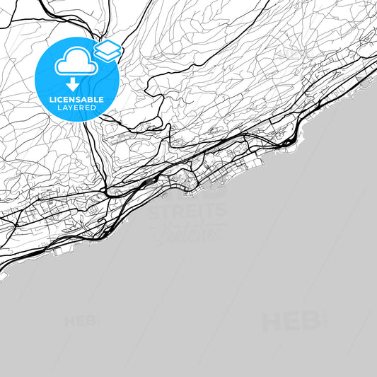 Layered PDF map of Neuchâtel, Switzerland