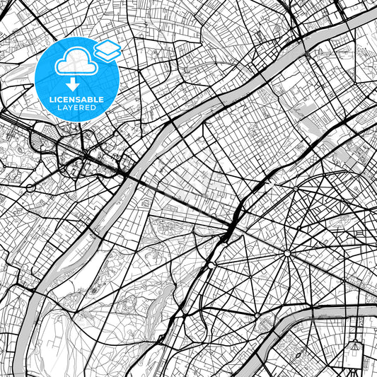 Layered PDF map of Neuilly-sur-Seine, Hauts-de-Seine, France