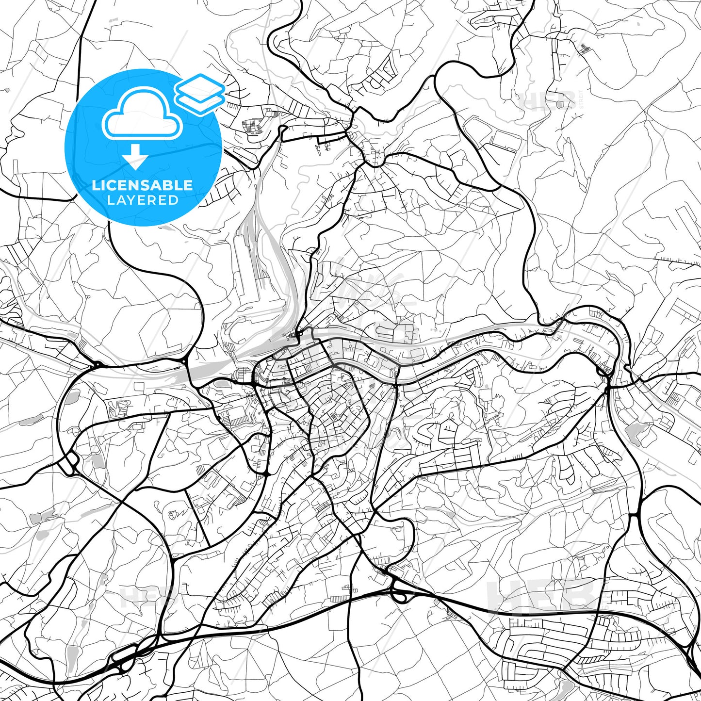 Layered PDF map of Neunkirchen, Saarland, Germany