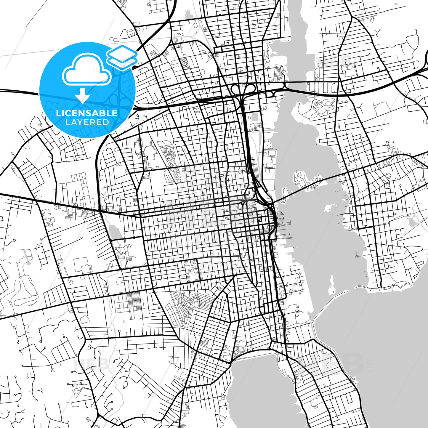 Layered PDF map of New Bedford, Massachusetts, United States