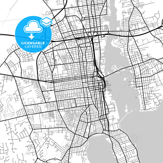 Layered PDF map of New Bedford, Massachusetts, United States