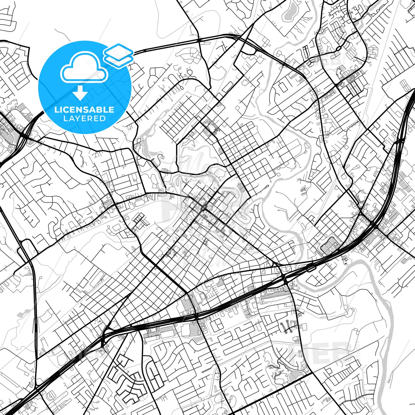 Layered PDF map of New Braunfels, Texas, United States