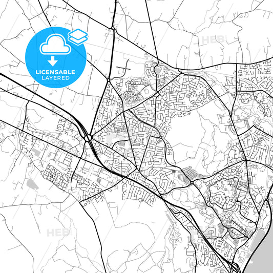 Layered PDF map of Newtownabbey, Newtownabbey, Northern Ireland