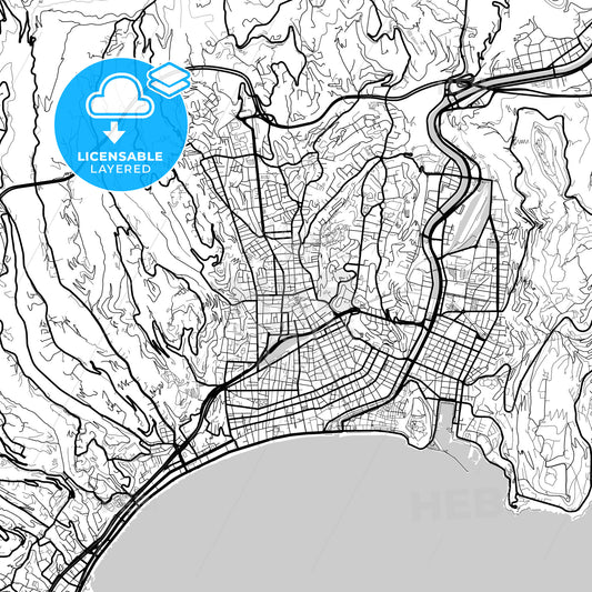 Layered PDF map of Nice, Alpes-Maritimes, France