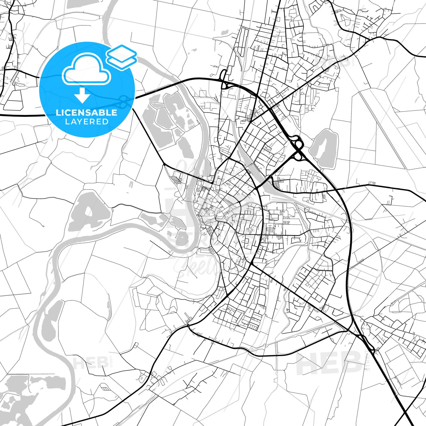 Layered PDF map of Nienburg/Weser, Lower Saxony, Germany