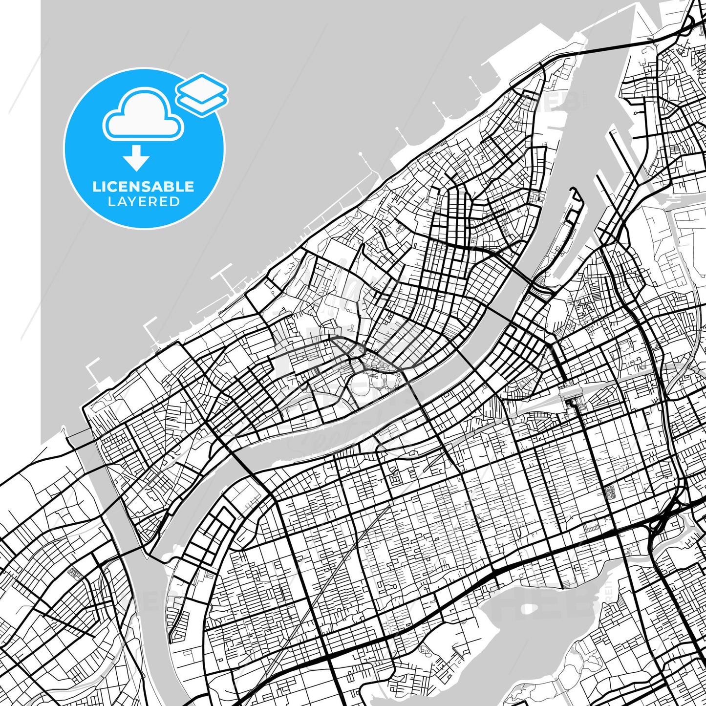 Layered PDF map of Niigata, Niigata, Japan