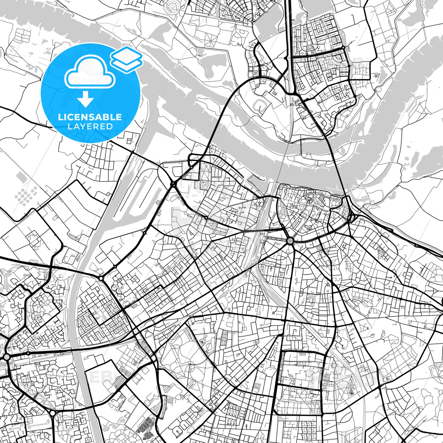 Layered PDF map of Nijmegen, Gelderland, Netherlands
