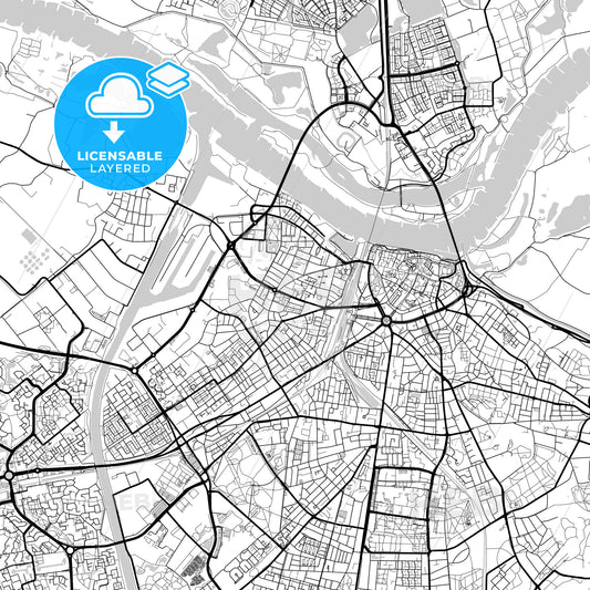 Layered PDF map of Nijmegen, Gelderland, Netherlands