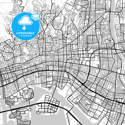 Layered PDF map of Nishinomiya, Hyōgo, Japan