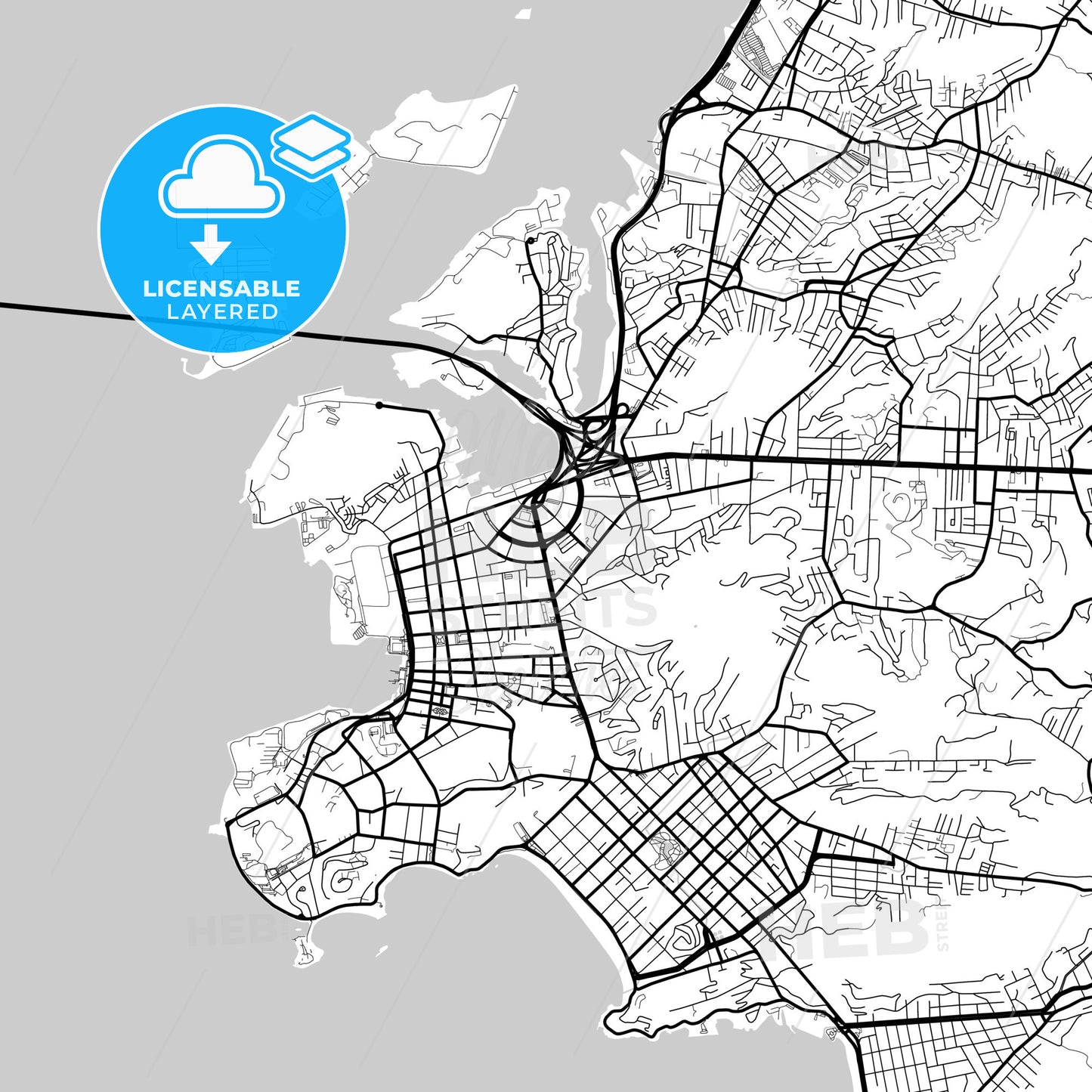 Layered PDF map of Niteroi, Brazil