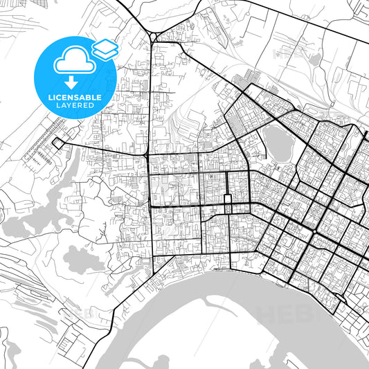 Layered PDF map of Nizhnevartovsk, Khanty-Mansi Autonomous Okrug-Yugra, Russia