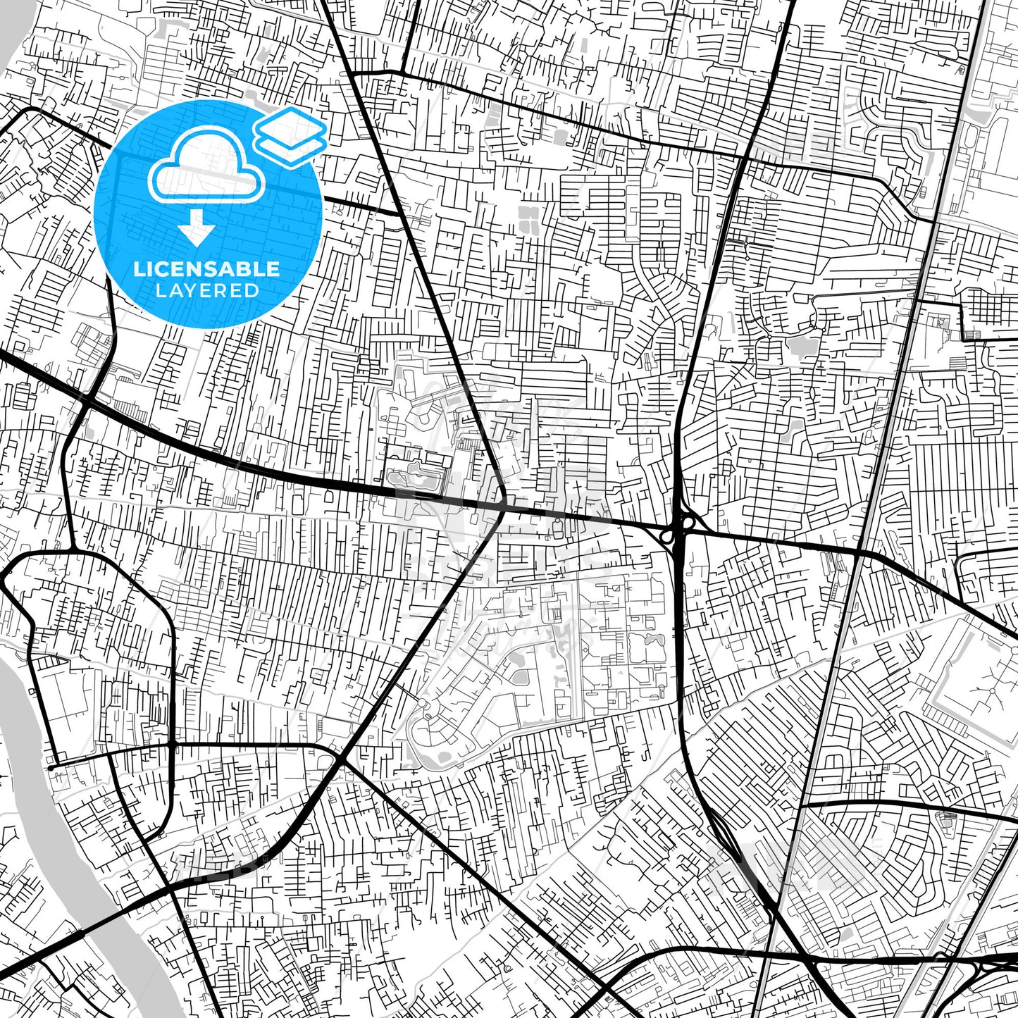 Layered PDF map of Nonthaburi, Nonthaburi, Thailand