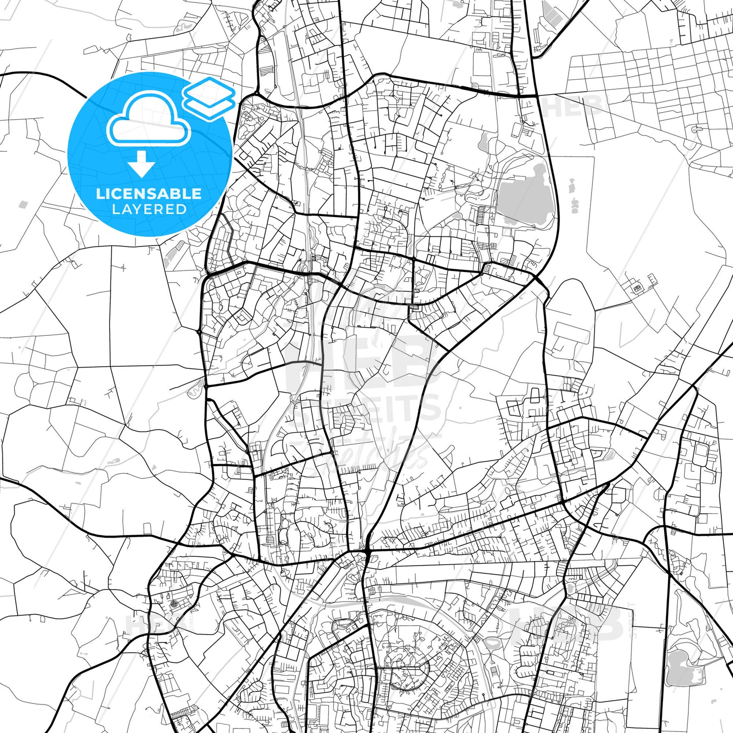 Layered PDF map of Norderstedt, Schleswig-Holstein, Germany